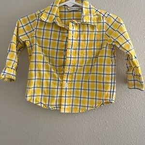 Janie and Jack Yellow and Blue Plaid Button-Down Shirt